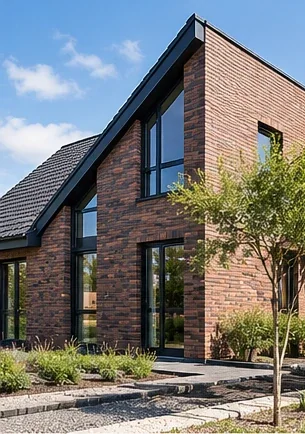 Visualisatie van een moderne woning met antracietkleurige gevel